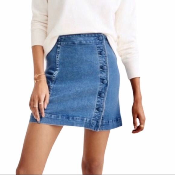 MADEWELL Women's Stretch Denim Asymmetrical Mini Skirt - Picture 2 of 10